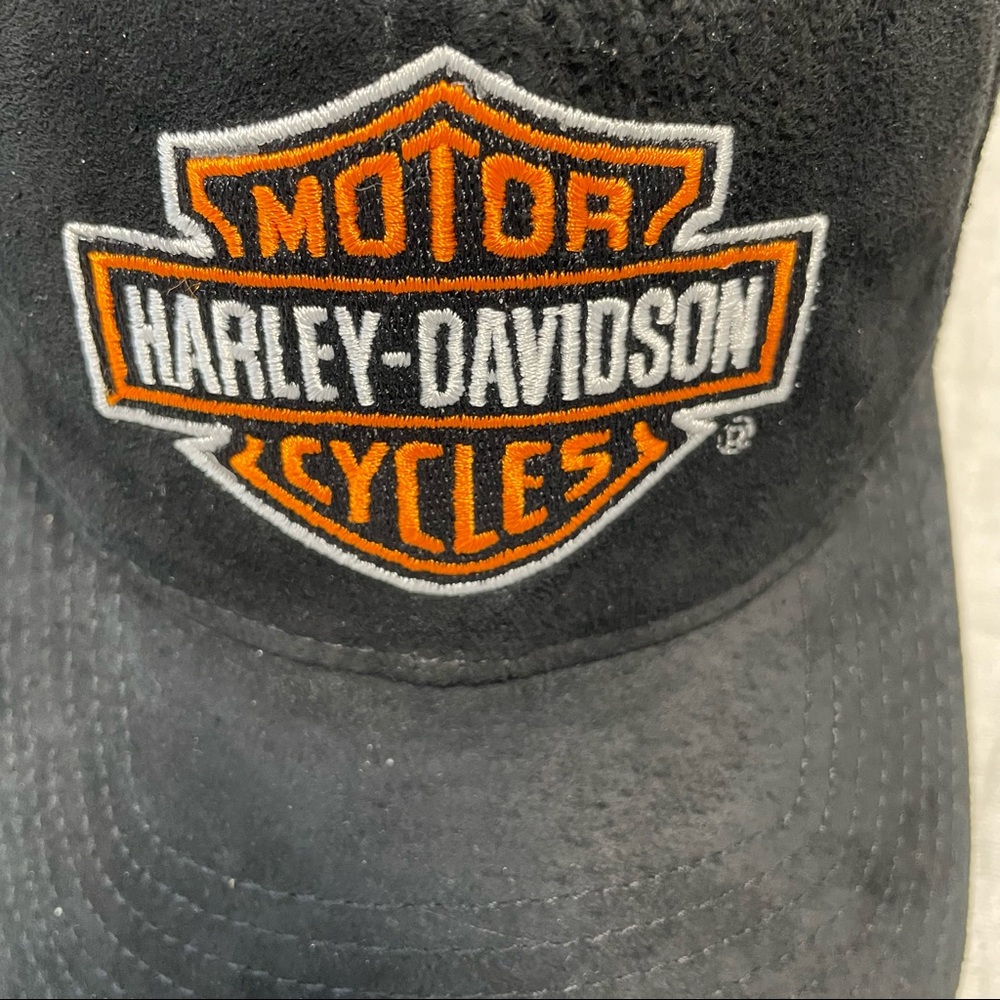 Harley Davidson Men’s Leather Baseball Cap Black Adjustable One S… - Picture 3 of 8